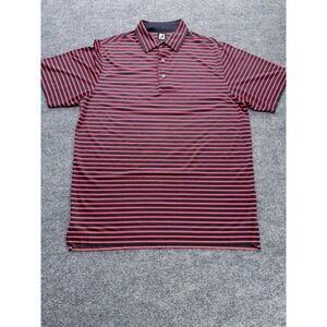 FootJoy Mens ProDry Striped Golf Polo Shirt Red Black Short Sleeve Size Large